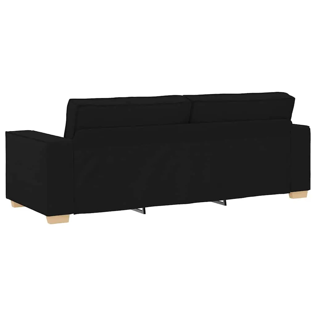 Sofa Set Black Fabric 2 Piece Living Room Couch with Cushions