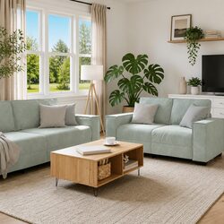 Grey Velvet 2 Piece Sofa Set for Living Room