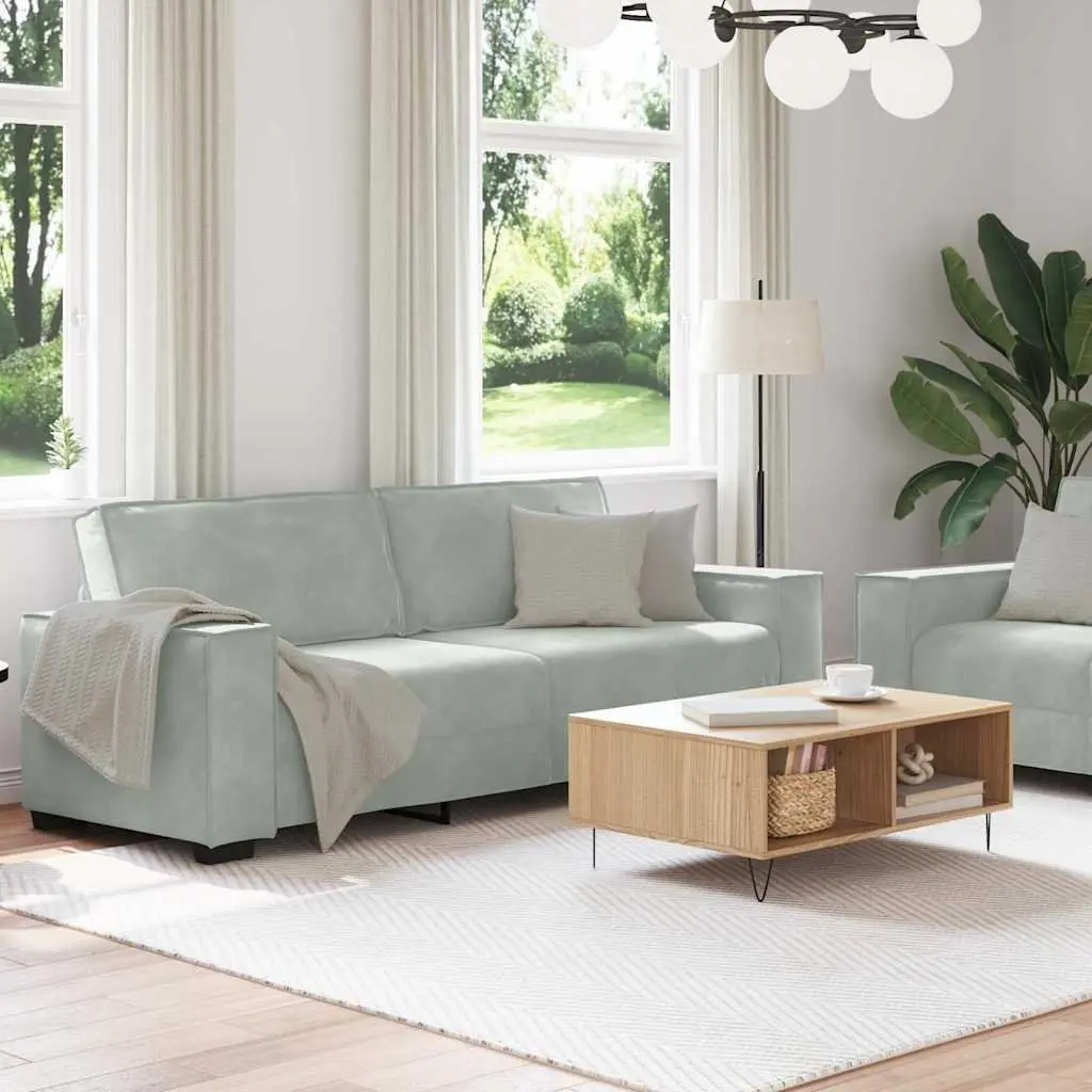 2 Piece Sofa Set Grey Velvet Upholstery Living Room Furniture