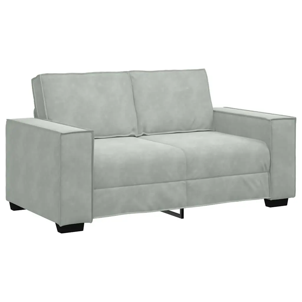 2 Piece Sofa Set Grey Velvet Upholstery Living Room Furniture