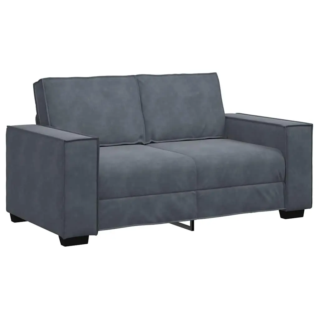 2 Piece Sofa Set Grey Velvet Lounge Suite Soft Upholstery Wooden and Metal Frame