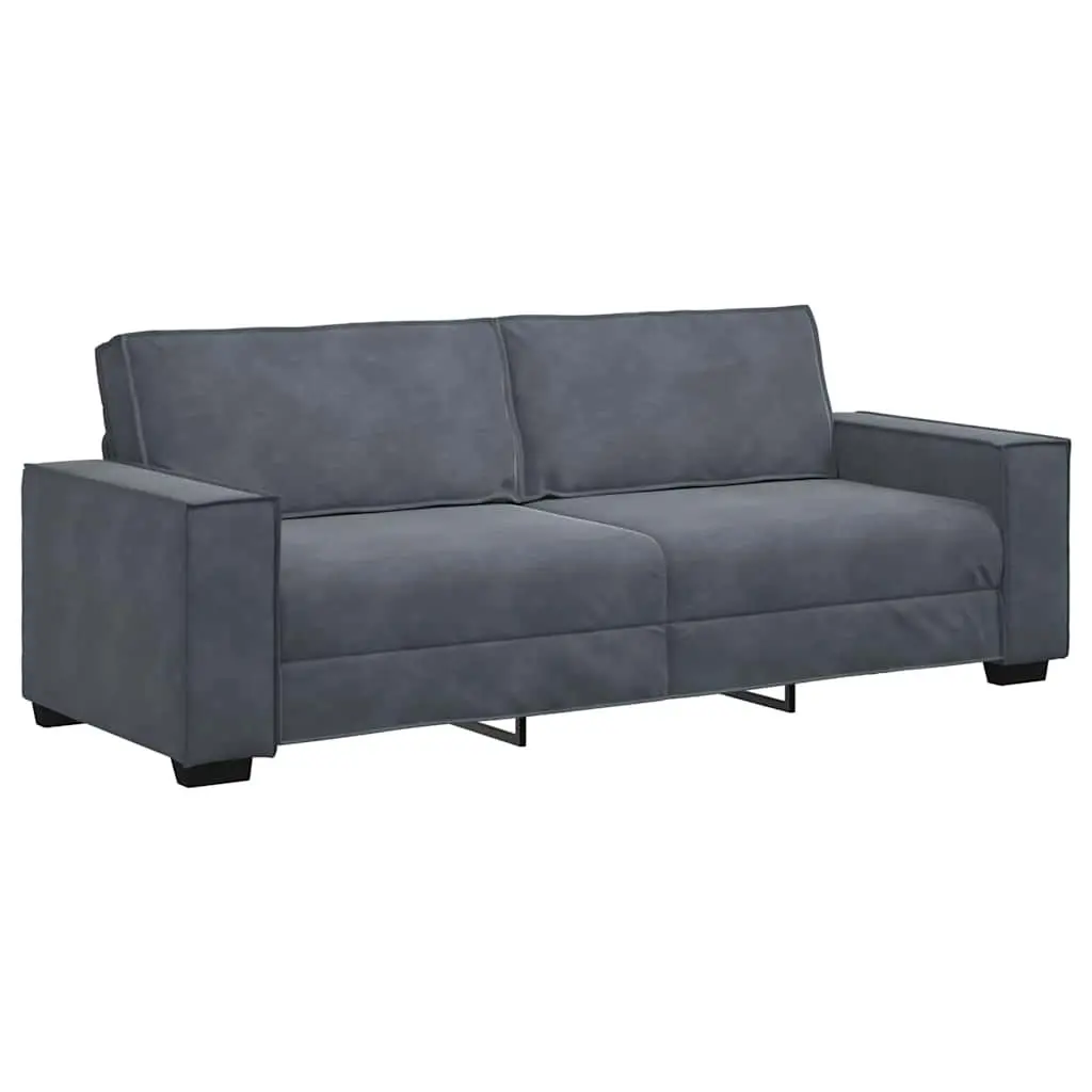 2 Piece Sofa Set Grey Velvet Lounge Suite Soft Upholstery Wooden and Metal Frame