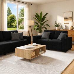 Cozy Black Velvet 2 Piece Sofa Set for Living Spaces
