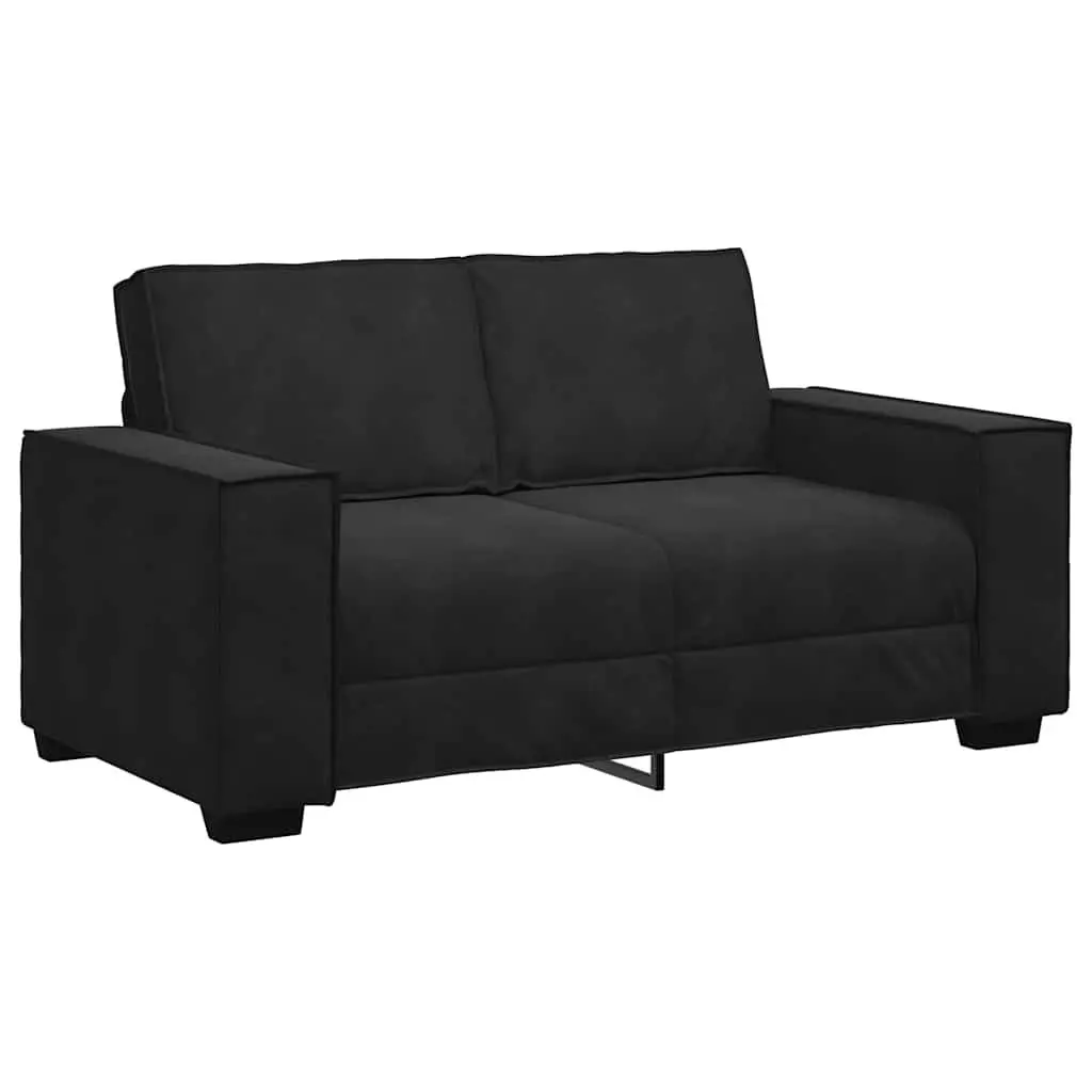2 Piece Sofa Set Black Velvet Upholstery Living Room Furniture Couch Armrest