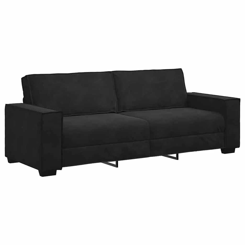 2 Piece Sofa Set Black Velvet Upholstery Living Room Furniture Couch Armrest