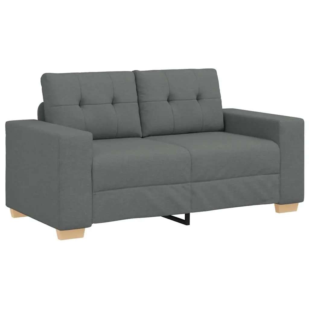 2 Piece Sofa Set Grey Fabric Lounge Suite Polyester Wood Metal Frame