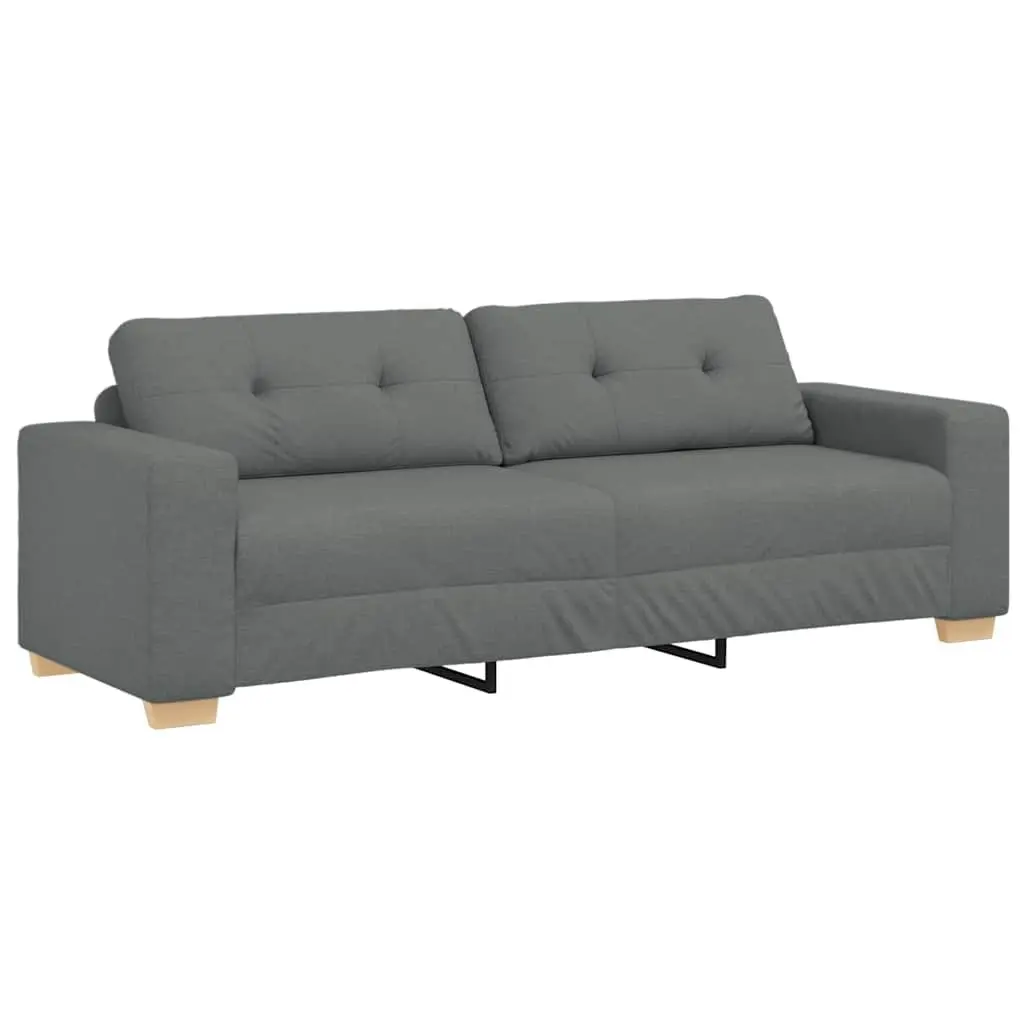 2 Piece Sofa Set Grey Fabric Lounge Suite Polyester Wood Metal Frame