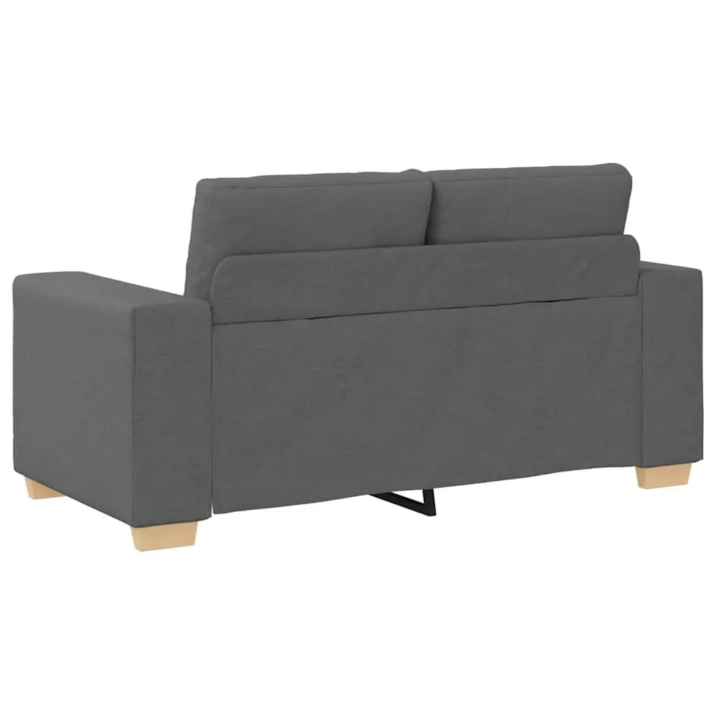 2 Piece Sofa Set Grey Fabric Lounge Suite Polyester Wood Metal Frame
