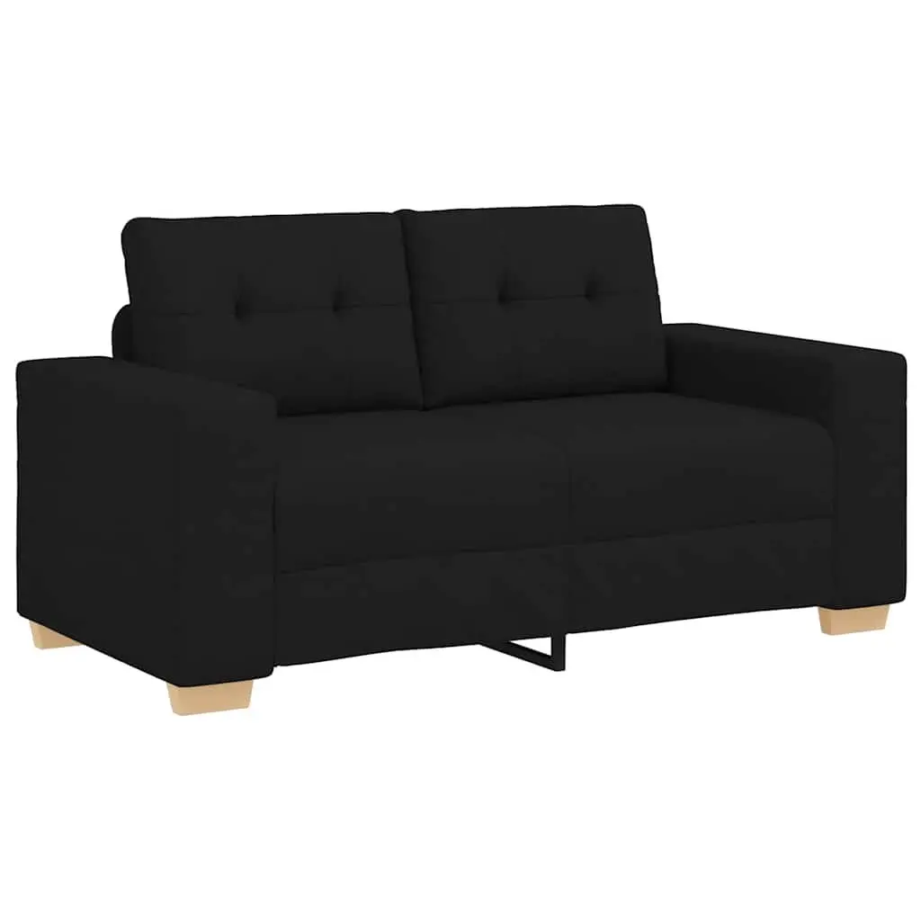 2 Piece Sofa Set Black Fabric Polyester Living Room Furniture