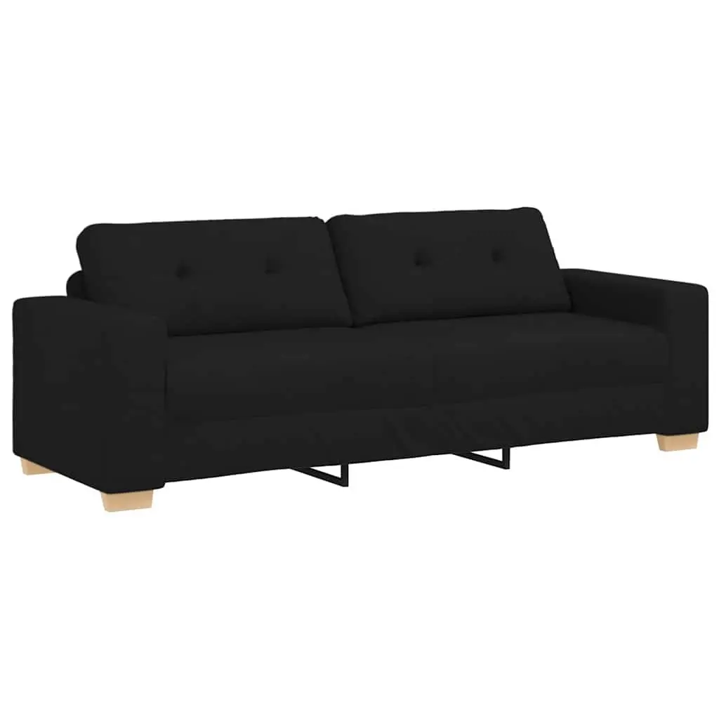 2 Piece Sofa Set Black Fabric Polyester Living Room Furniture