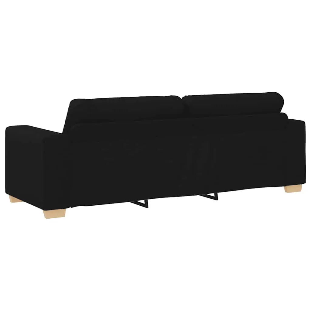 2 Piece Sofa Set Black Fabric Polyester Living Room Furniture