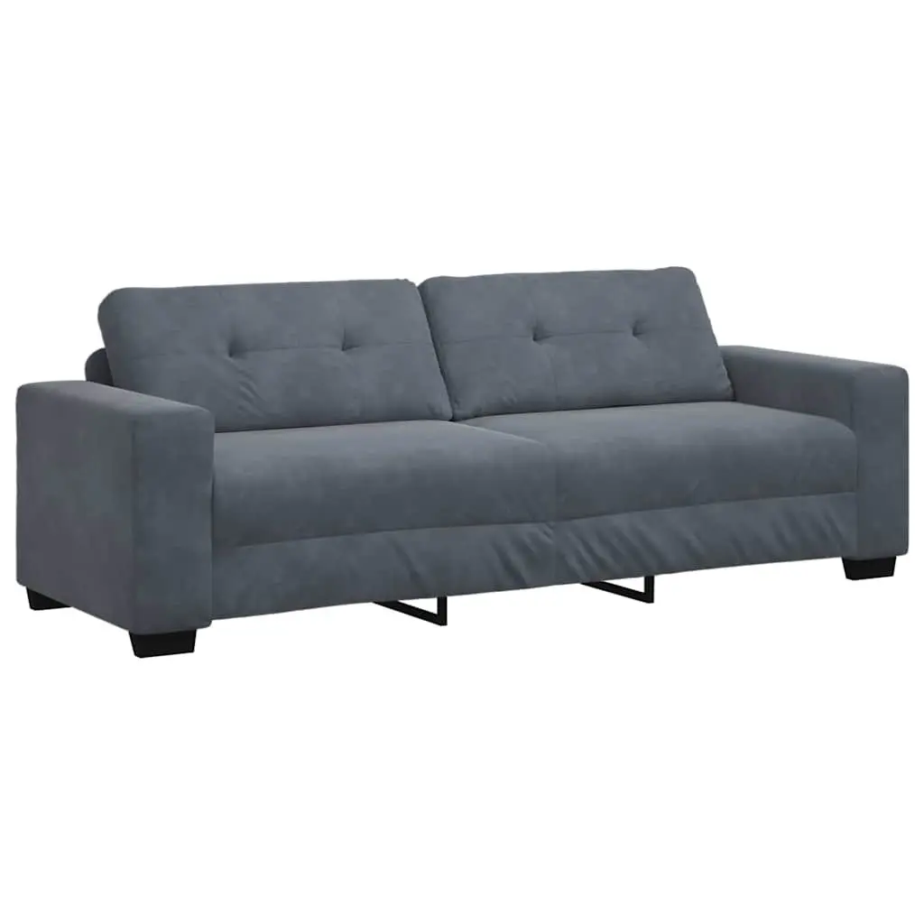 2 Piece Sofa Set Grey Velvet Upholstery Wooden and Metal Frame Large Armrests Thickly Padded Seat and Backrest