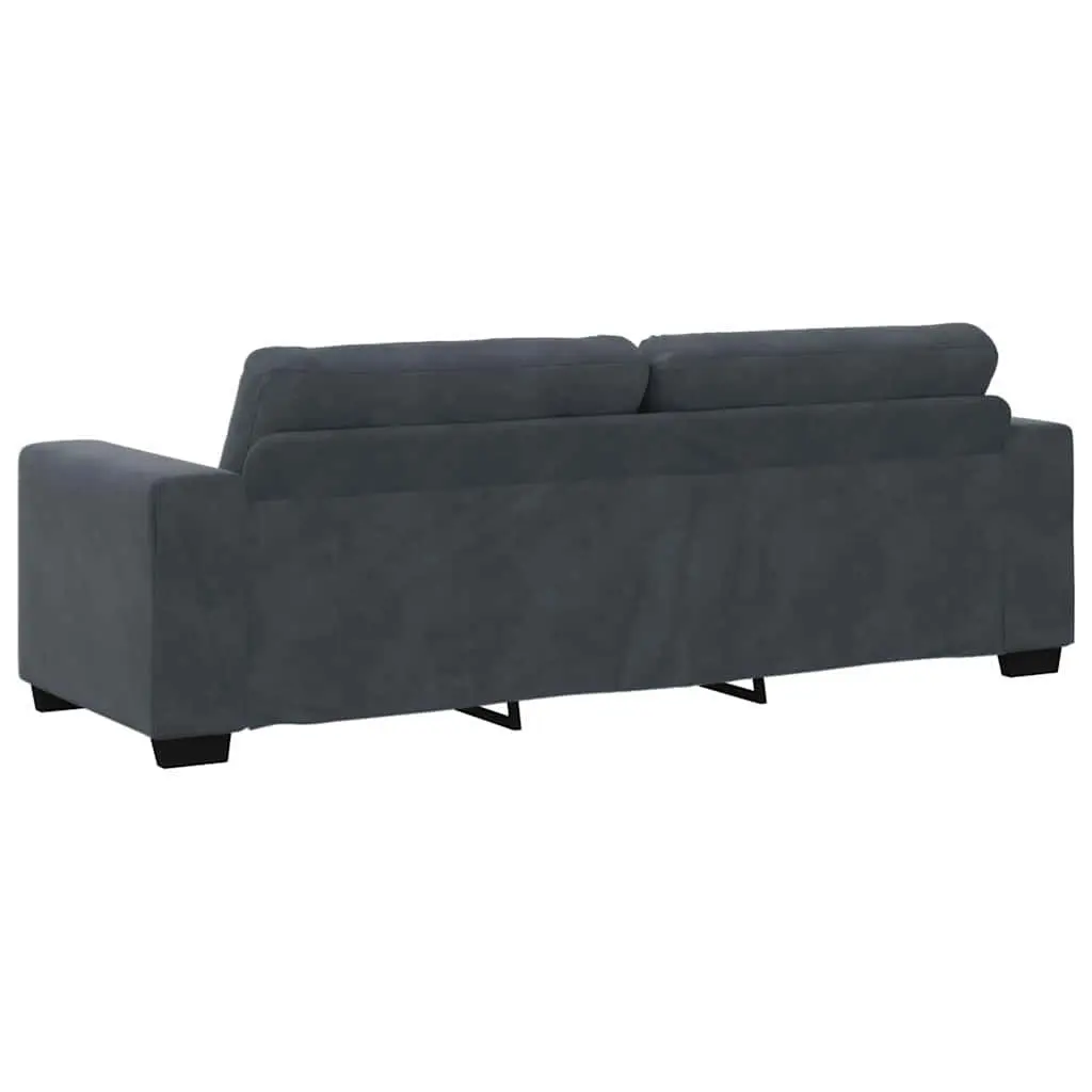 2 Piece Sofa Set Grey Velvet Upholstery Wooden and Metal Frame Large Armrests Thickly Padded Seat and Backrest