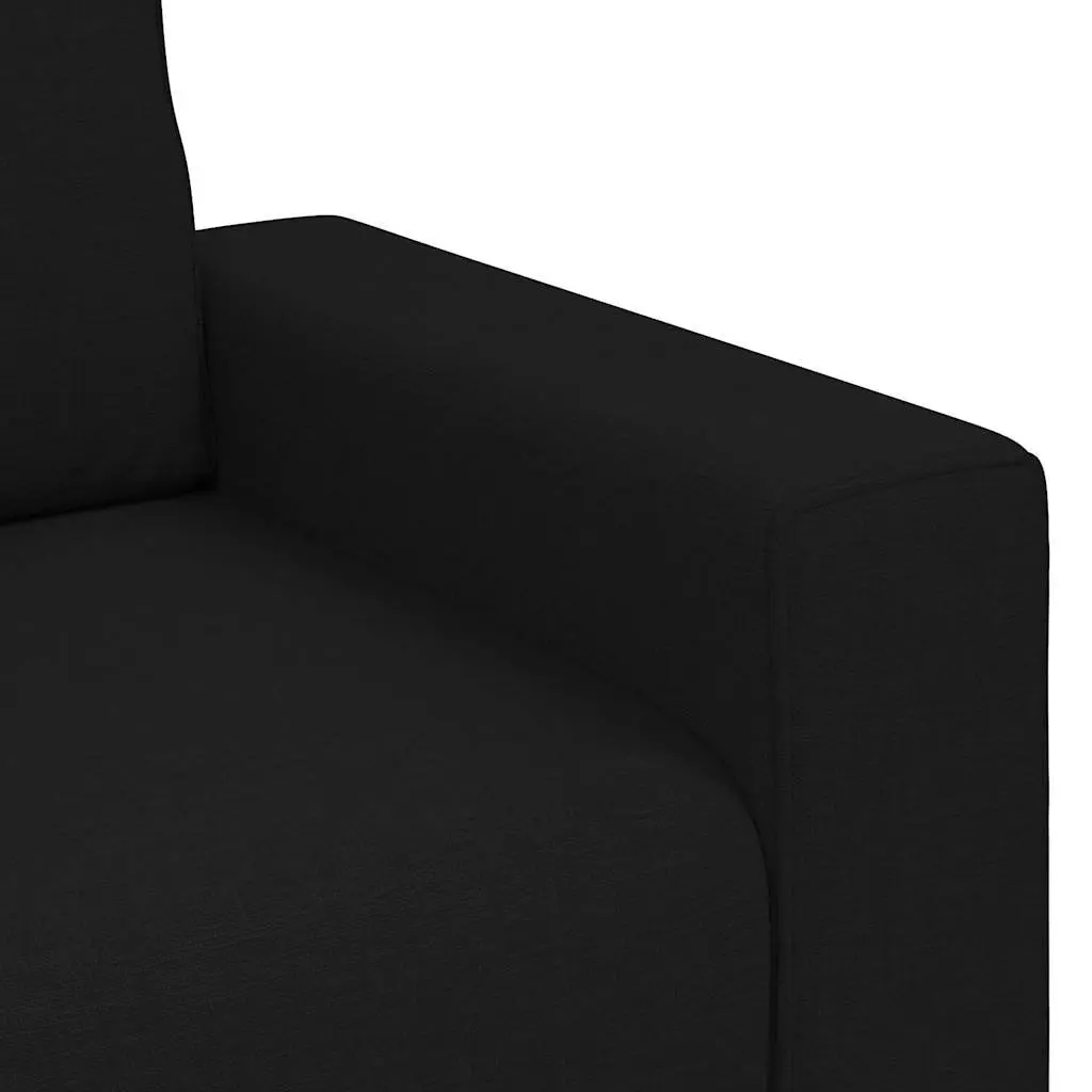 2 Piece Sofa Set Black Fabric Lounge Suite Polyester Upholstered Wooden Metal Frame