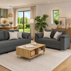 Comfortable Grey Fabric 2-Seater Sofa for Living Rooms