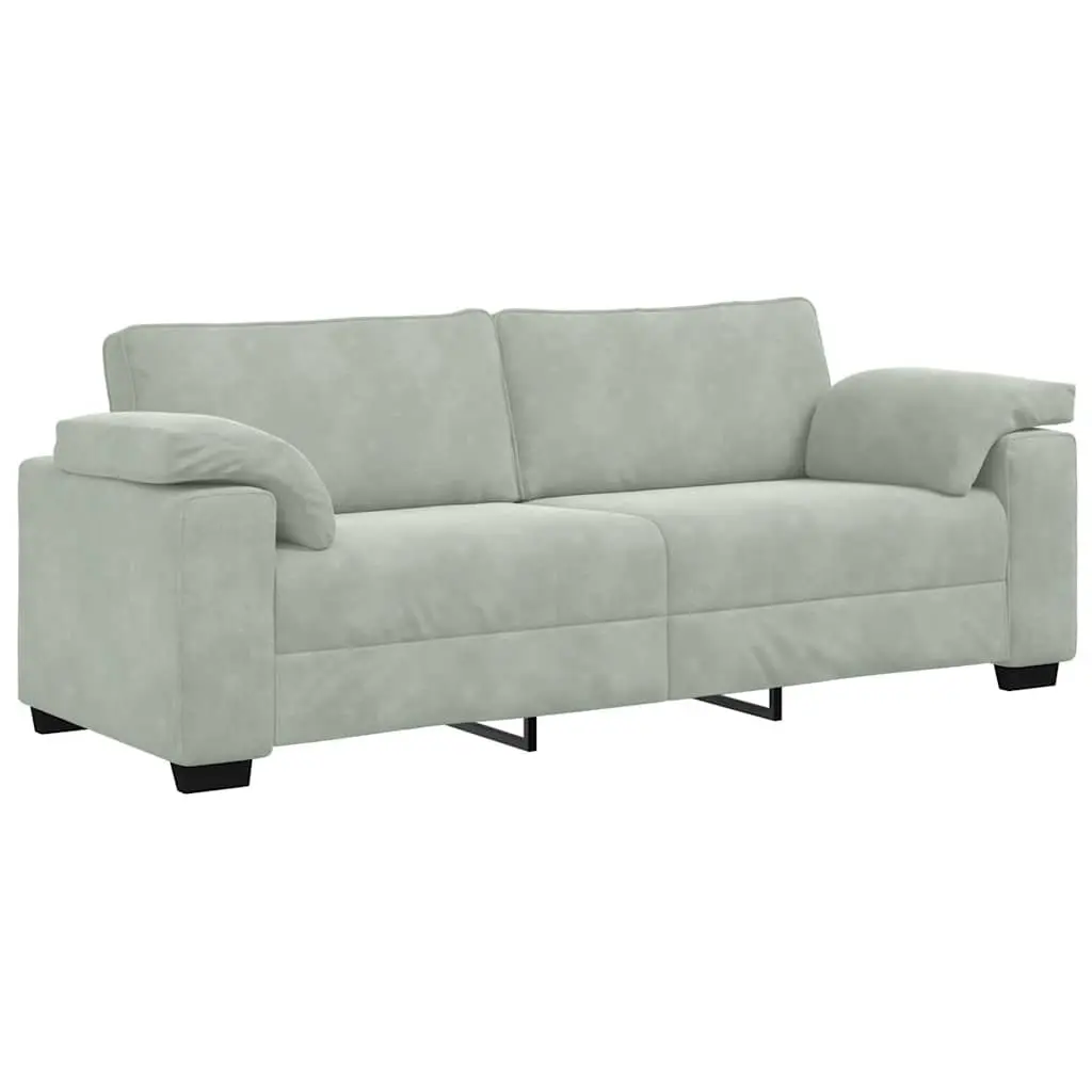 2 Piece Sofa Set Grey Velvet Upholstered Lounge Living Room Furniture Armrests