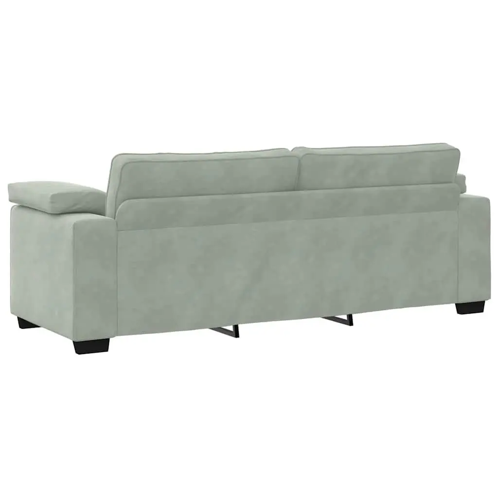 2 Piece Sofa Set Grey Velvet Upholstered Lounge Living Room Furniture Armrests