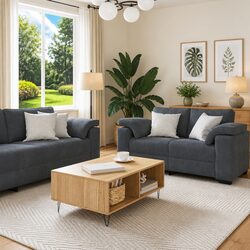 Grey Velvet 2 Piece Sofa Set for Cozy Living Spaces