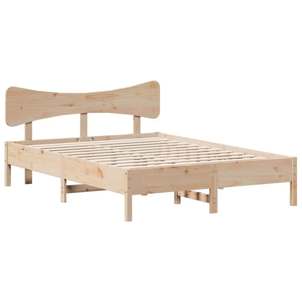 Solid Pine Bed Frame 135x190 cm with Slatted Base