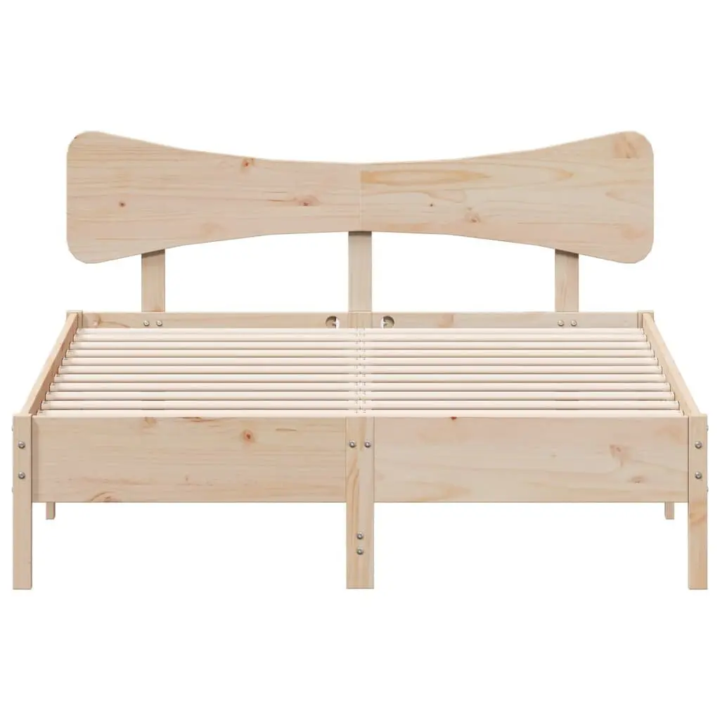 Solid Pine Bed Frame 135x190 cm with Slatted Base