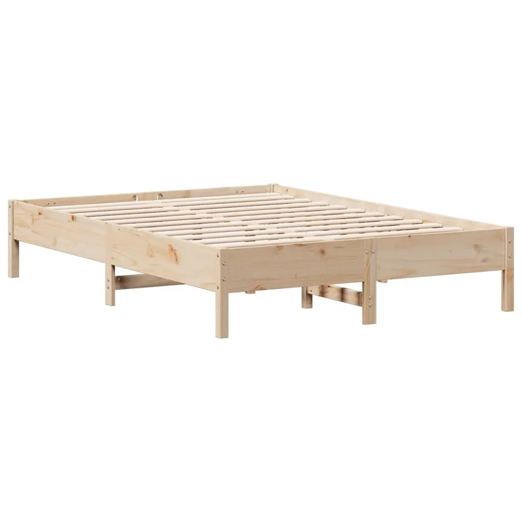 Solid Pine Bed Frame 135x190 cm with Slatted Base