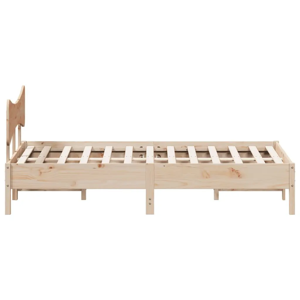 Solid Pine Bed Frame 135x190 cm with Slatted Base