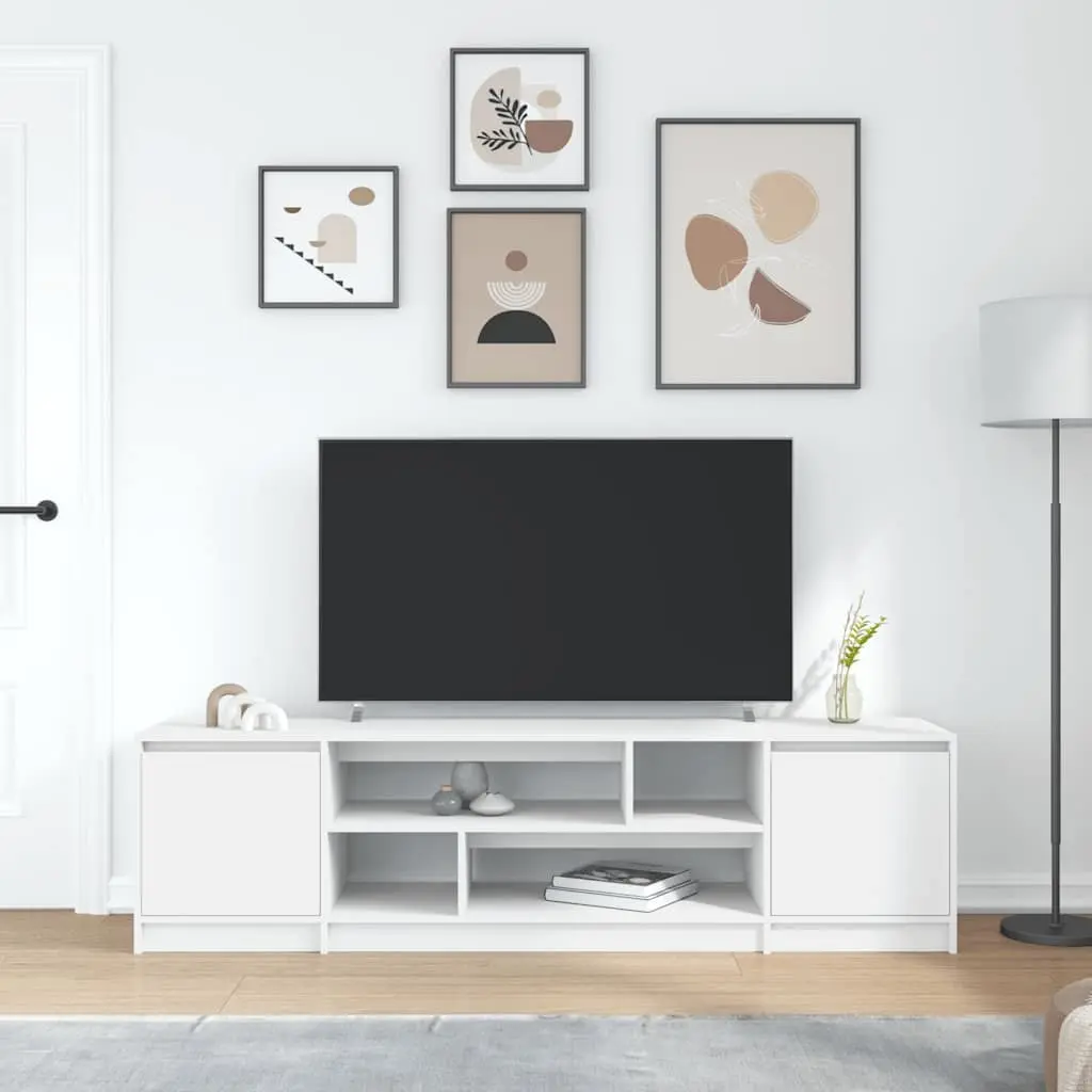TV Cabinet White Engineered Wood 188.5 x 41 x 50 cm Storage Unit for Living Room Bedroom
