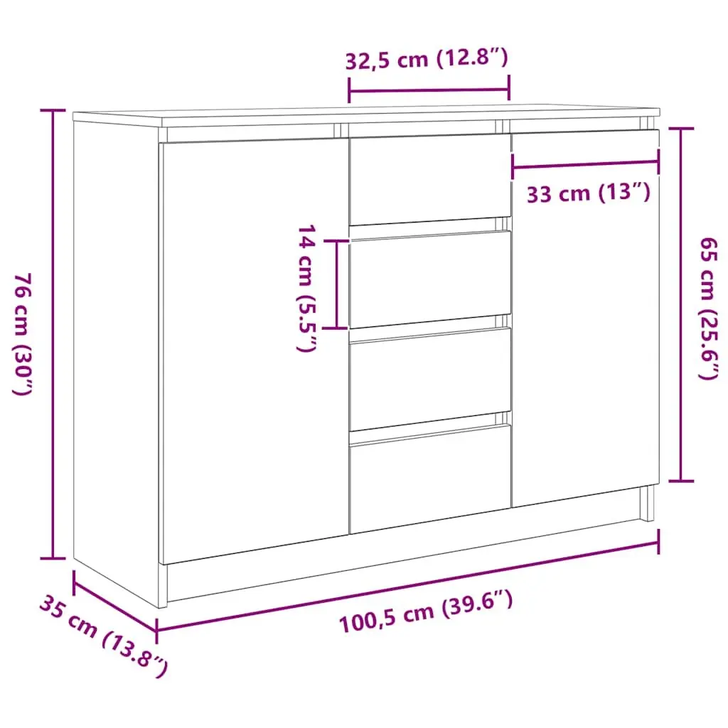 White Sideboard with Drawers for Organised Living
