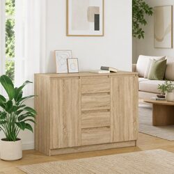 Sonoma Oak Brown Engineered Wood Sideboard with Drawers
