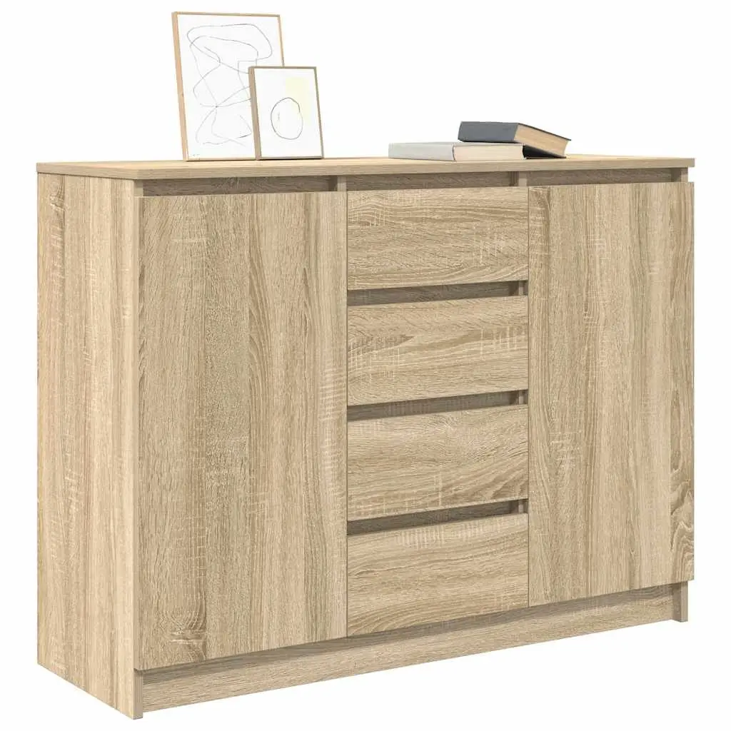 Sonoma Oak Brown Engineered Wood Sideboard with Drawers