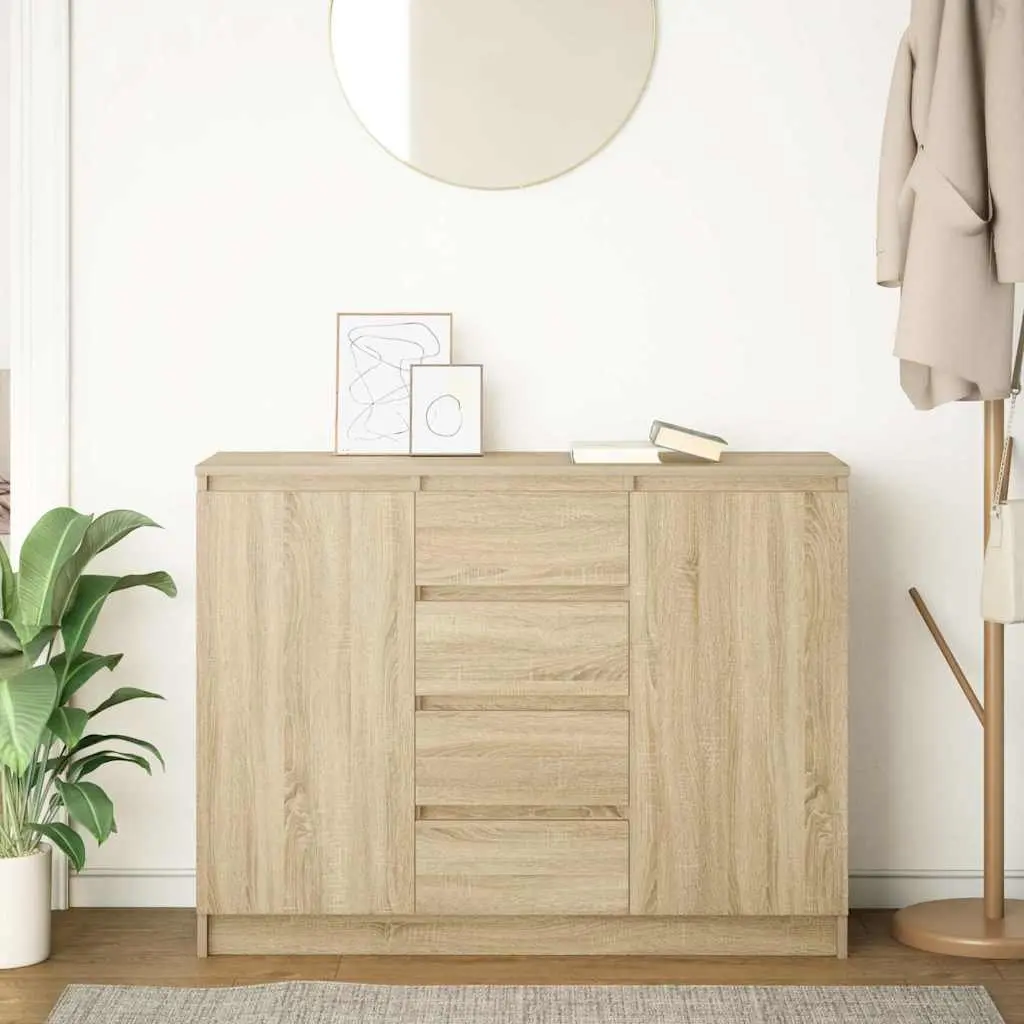 Sonoma Oak Brown Engineered Wood Sideboard with Drawers