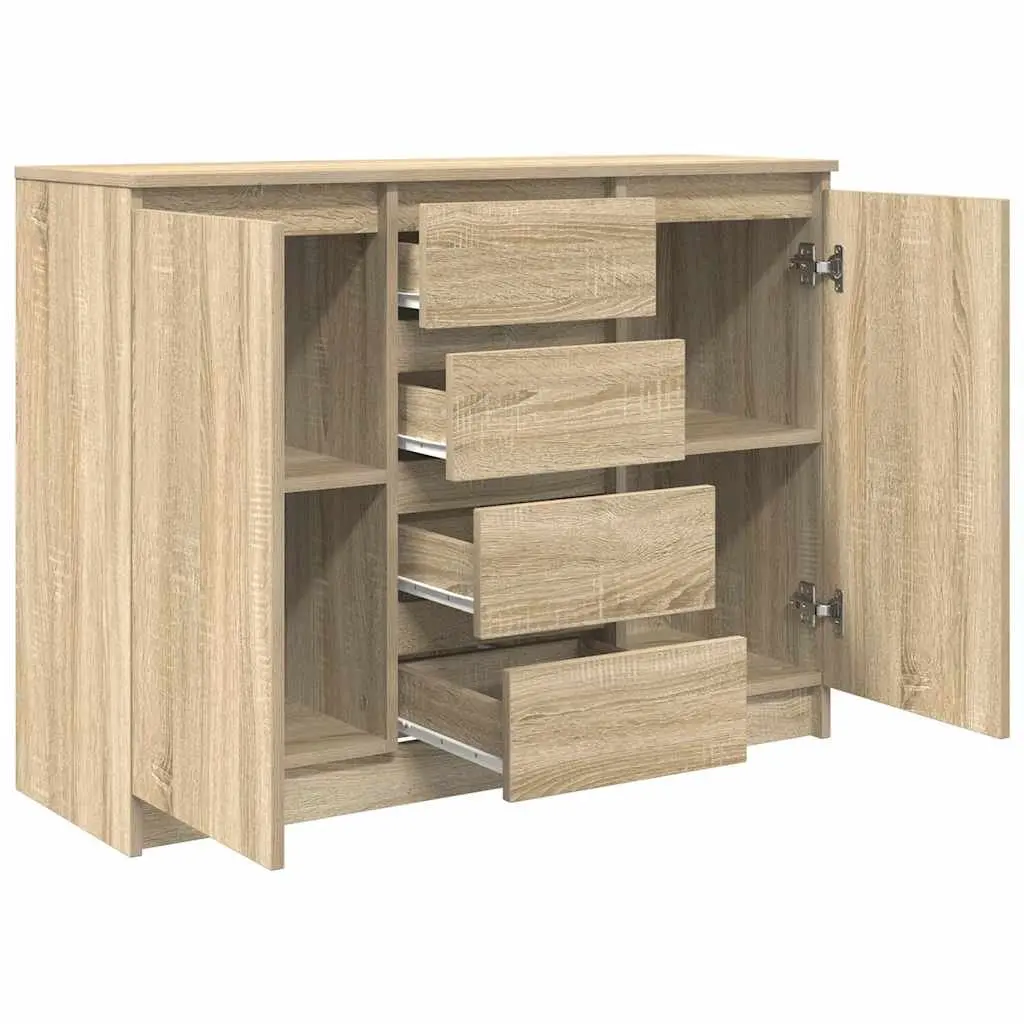 Sonoma Oak Brown Engineered Wood Sideboard with Drawers