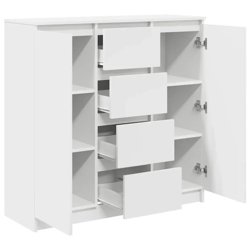Sideboard with Drawers White Storage Cabinet Engineered Wood Doors Shelves