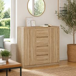 Charming Brown Storage Sideboard with Drawers and Doors