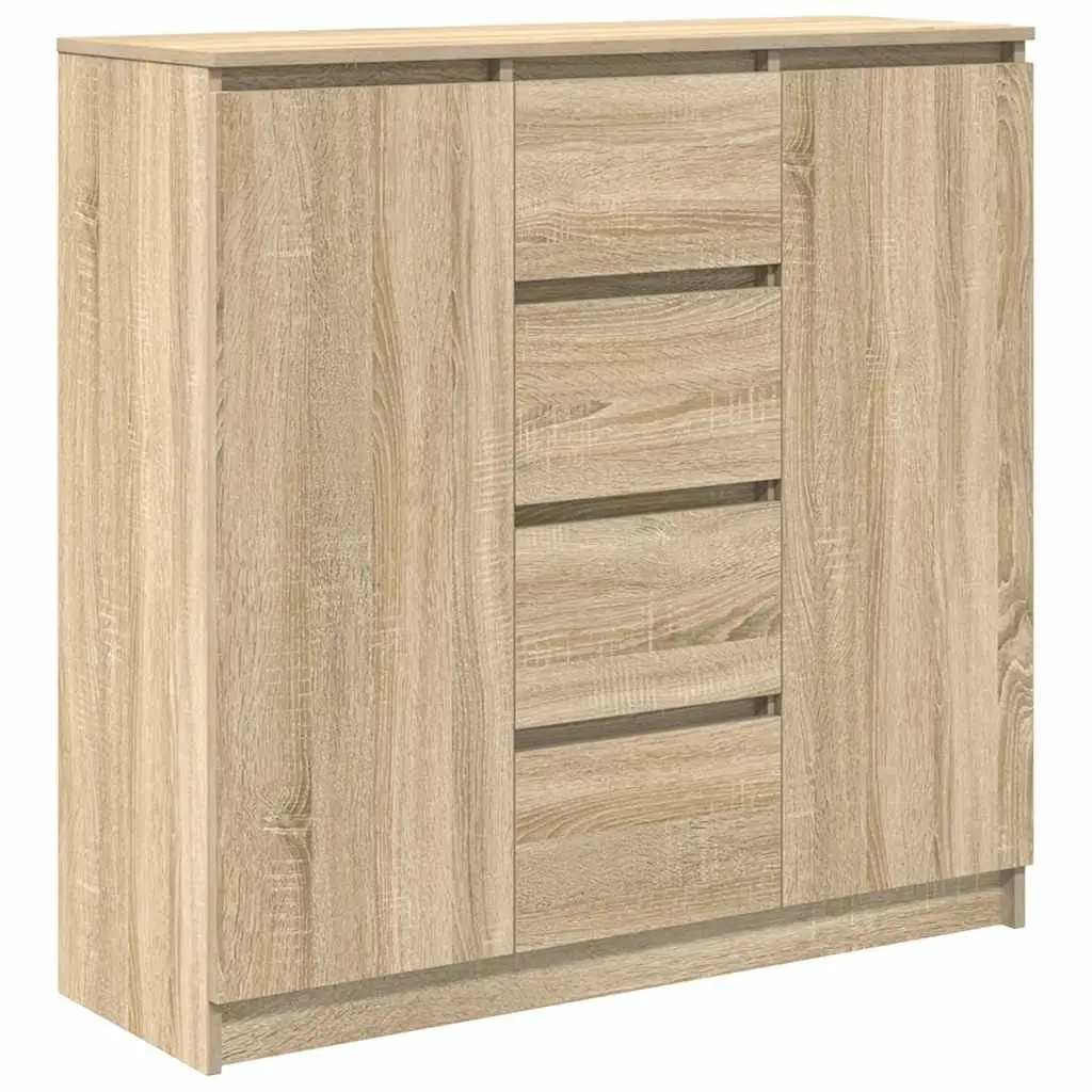 Sideboard with Drawers Doors Shelves Brown Storage Cabinet Engineered Wood