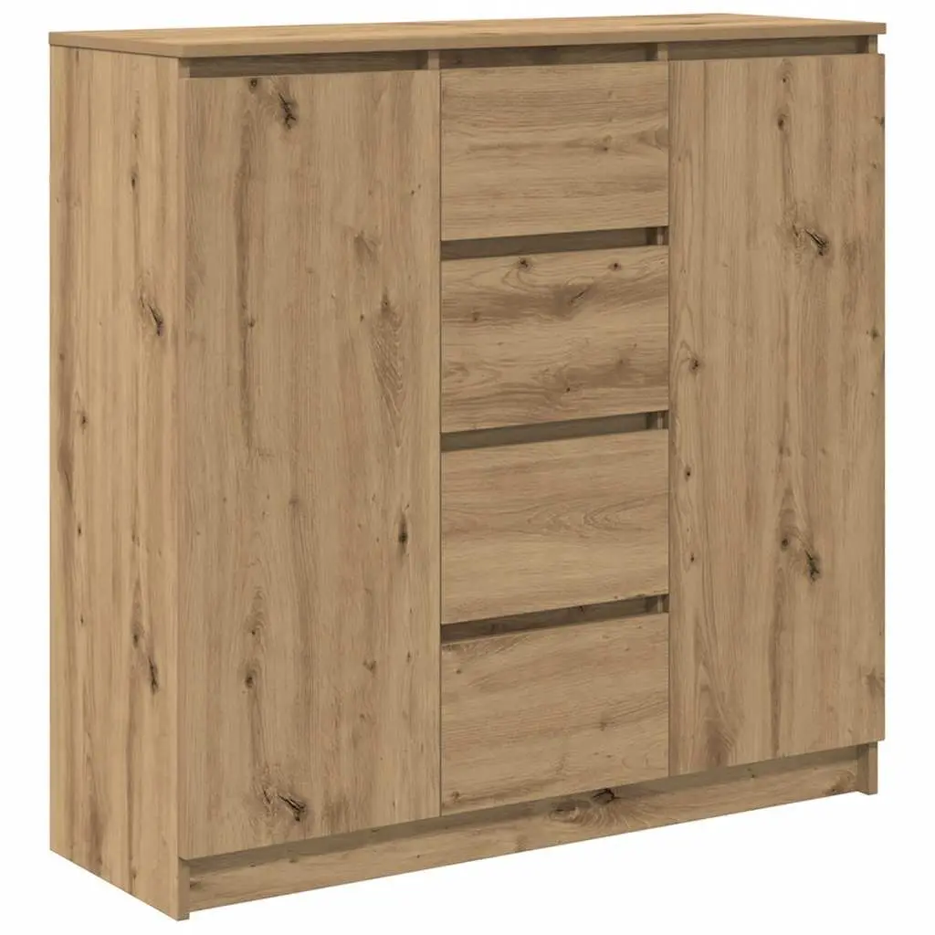 Brown Engineered Wood Sideboard with Storage Drawers