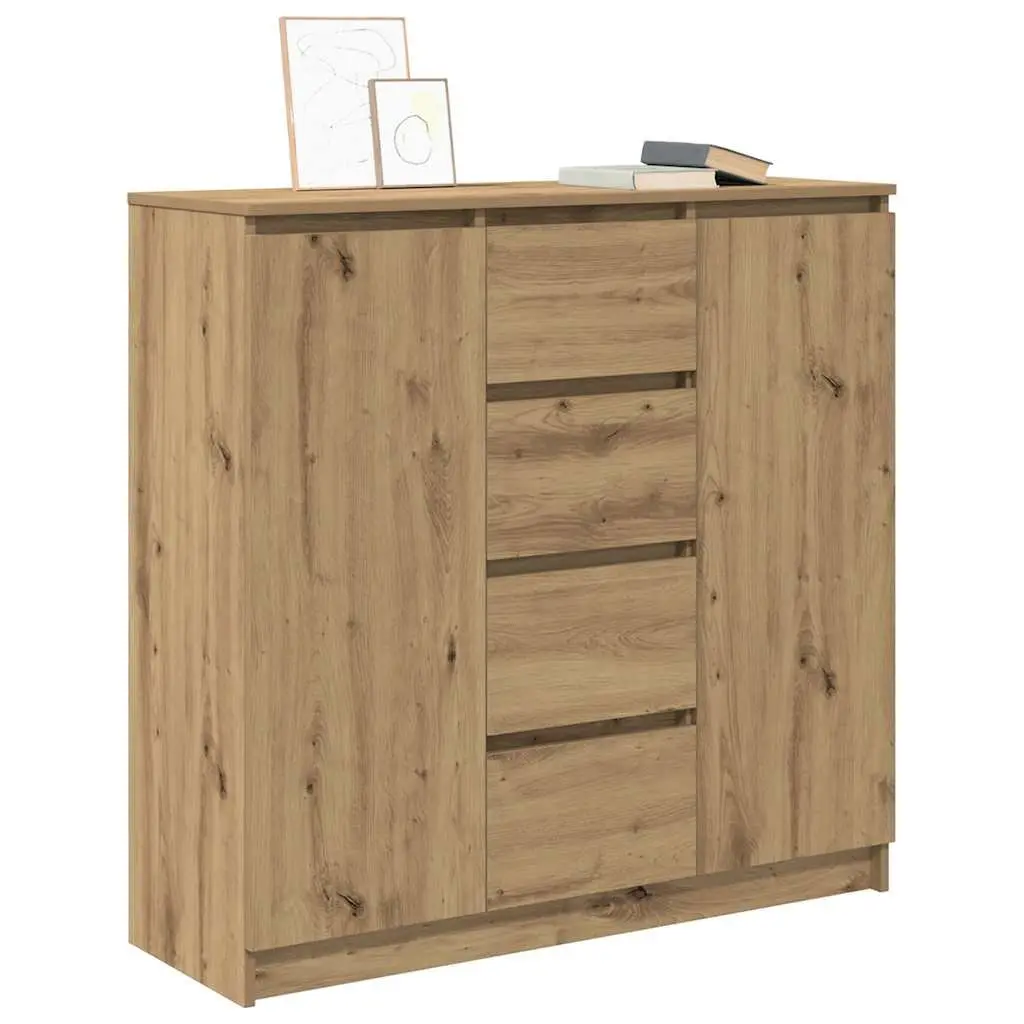 Brown Engineered Wood Sideboard with Storage Drawers