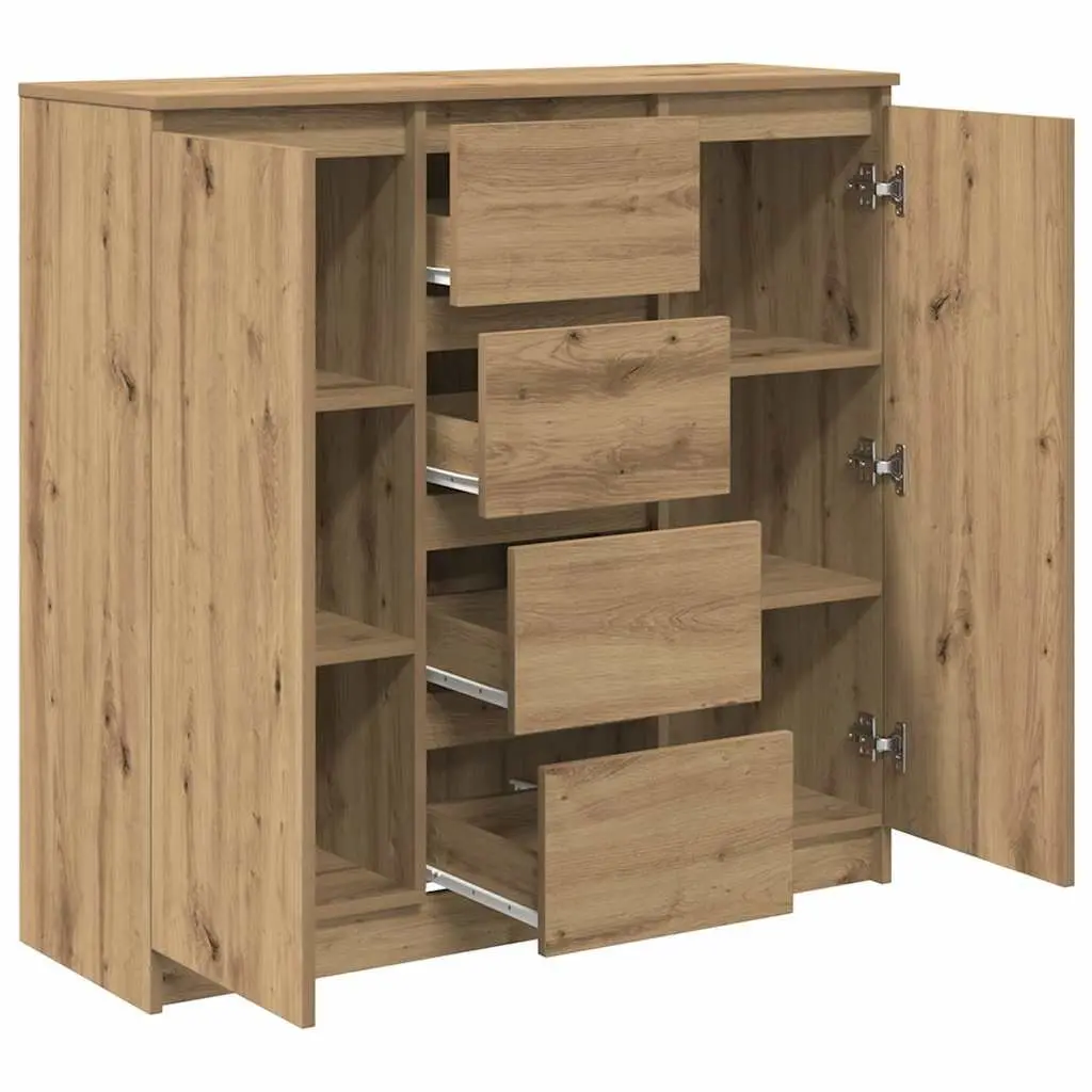 Brown Engineered Wood Sideboard with Storage Drawers