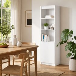 Stylish White Highboard Storage Cabinet 50x35x180cm