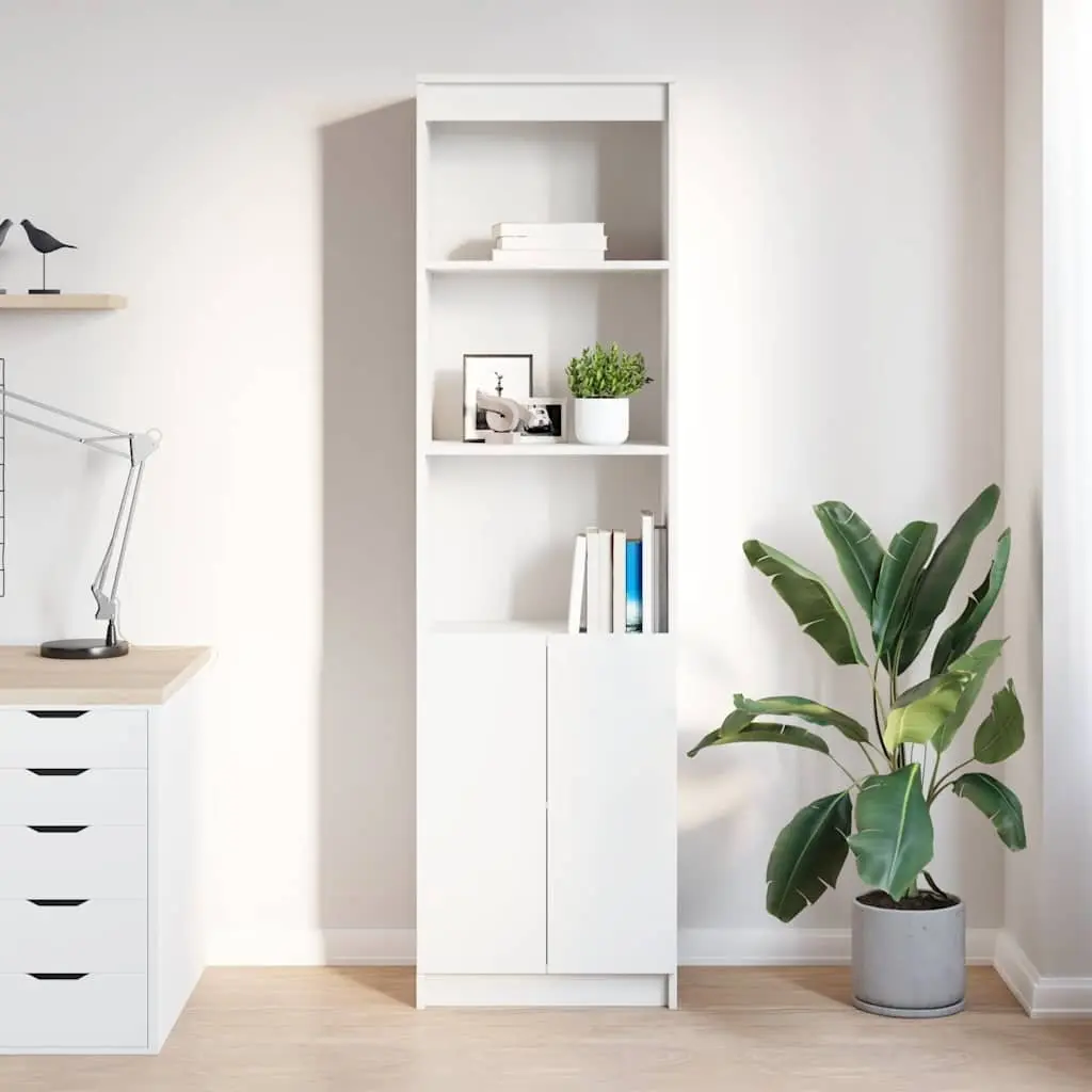 Tall Storage Cabinet White Engineered Wood 50x35x180cm Highboard for Dining Room Bedroom Bathroom Kitchen