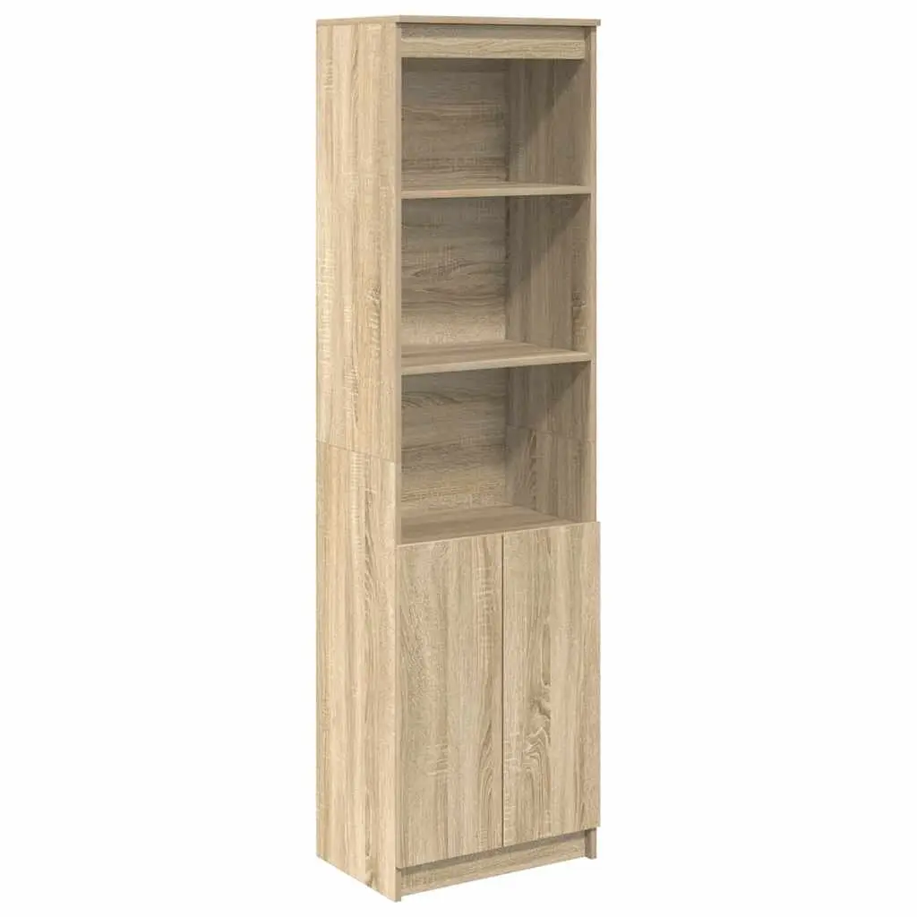 Brown Highboard Storage Cabinet in Engineered Wood