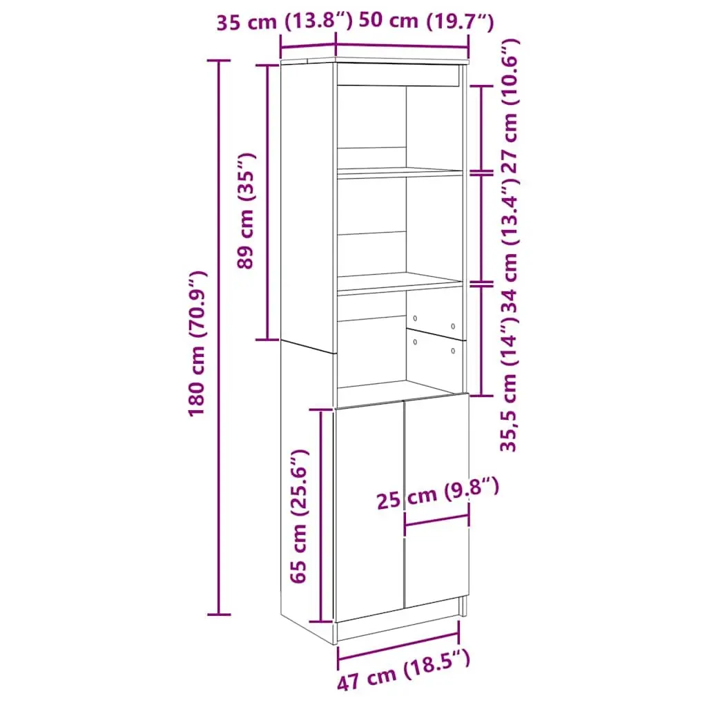 Brown Highboard Storage Cabinet in Engineered Wood