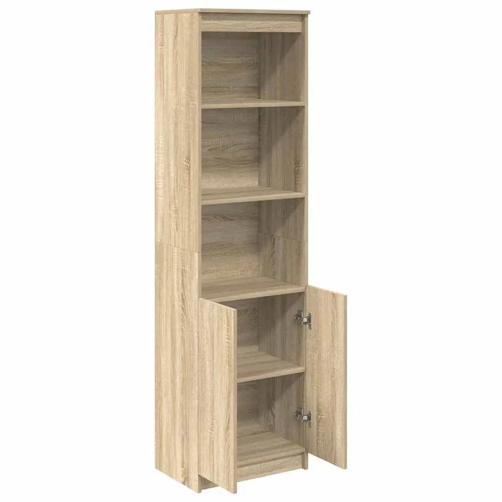 Brown Highboard Storage Cabinet in Engineered Wood