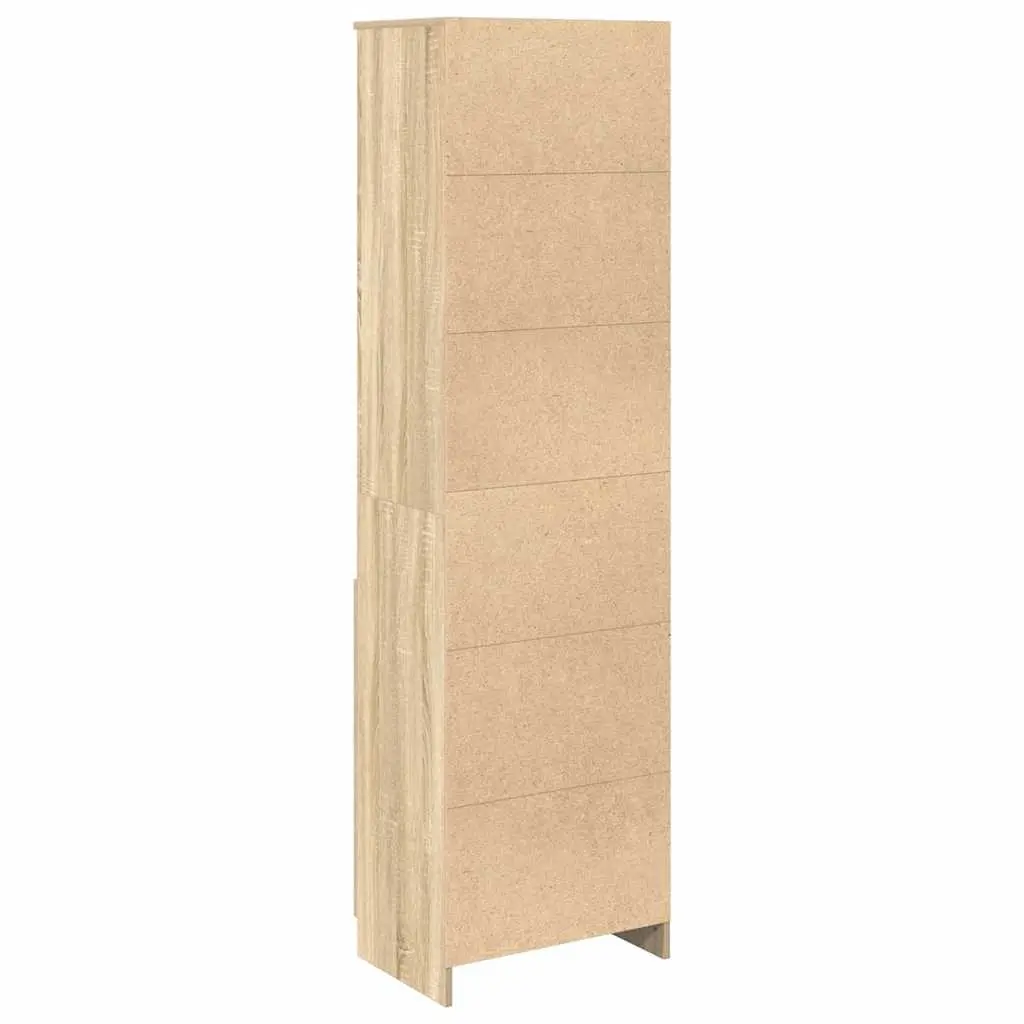 Brown Highboard Storage Cabinet in Engineered Wood