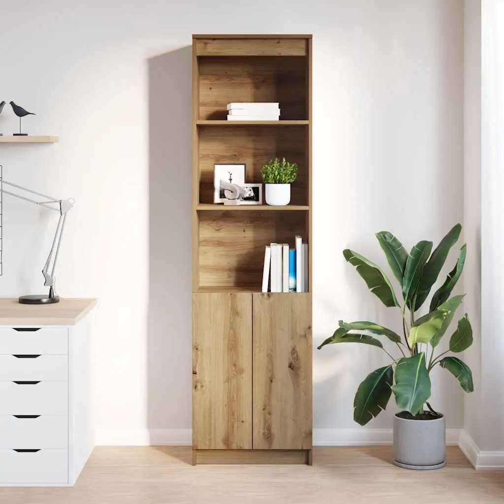 Tall Highboard Sideboard Brown Engineered Wood Storage Cabinet