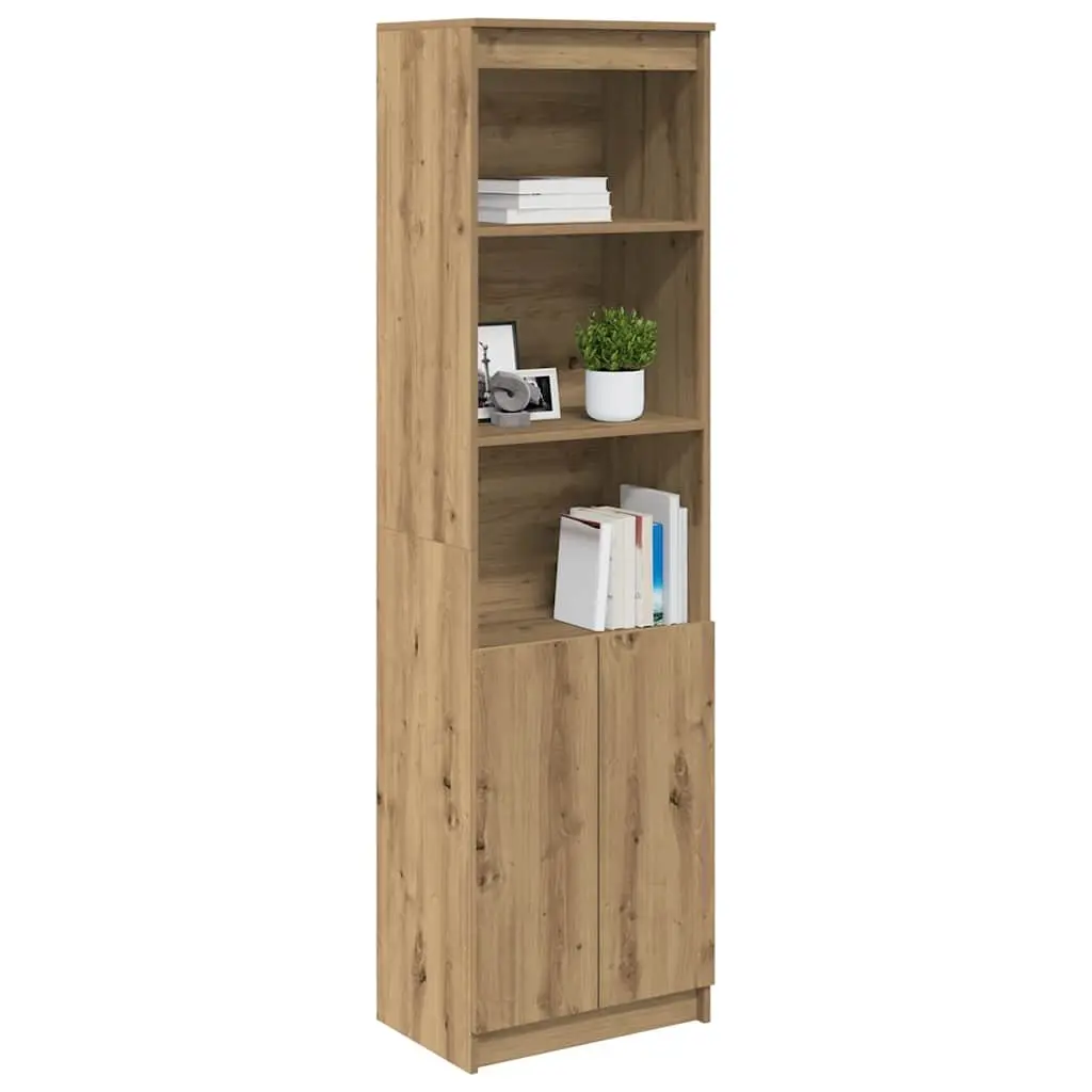 Tall Highboard Sideboard Brown Engineered Wood Storage Cabinet