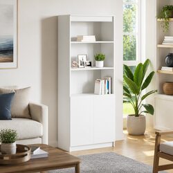 White Highboard Storage Cabinet 70x35x180 cm