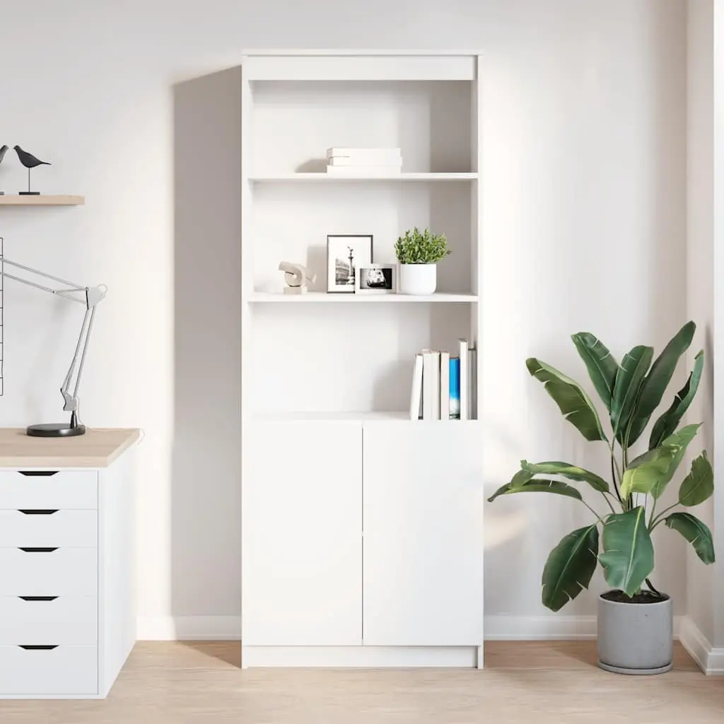 White Highboard Storage Cabinet 70x35x180 cm