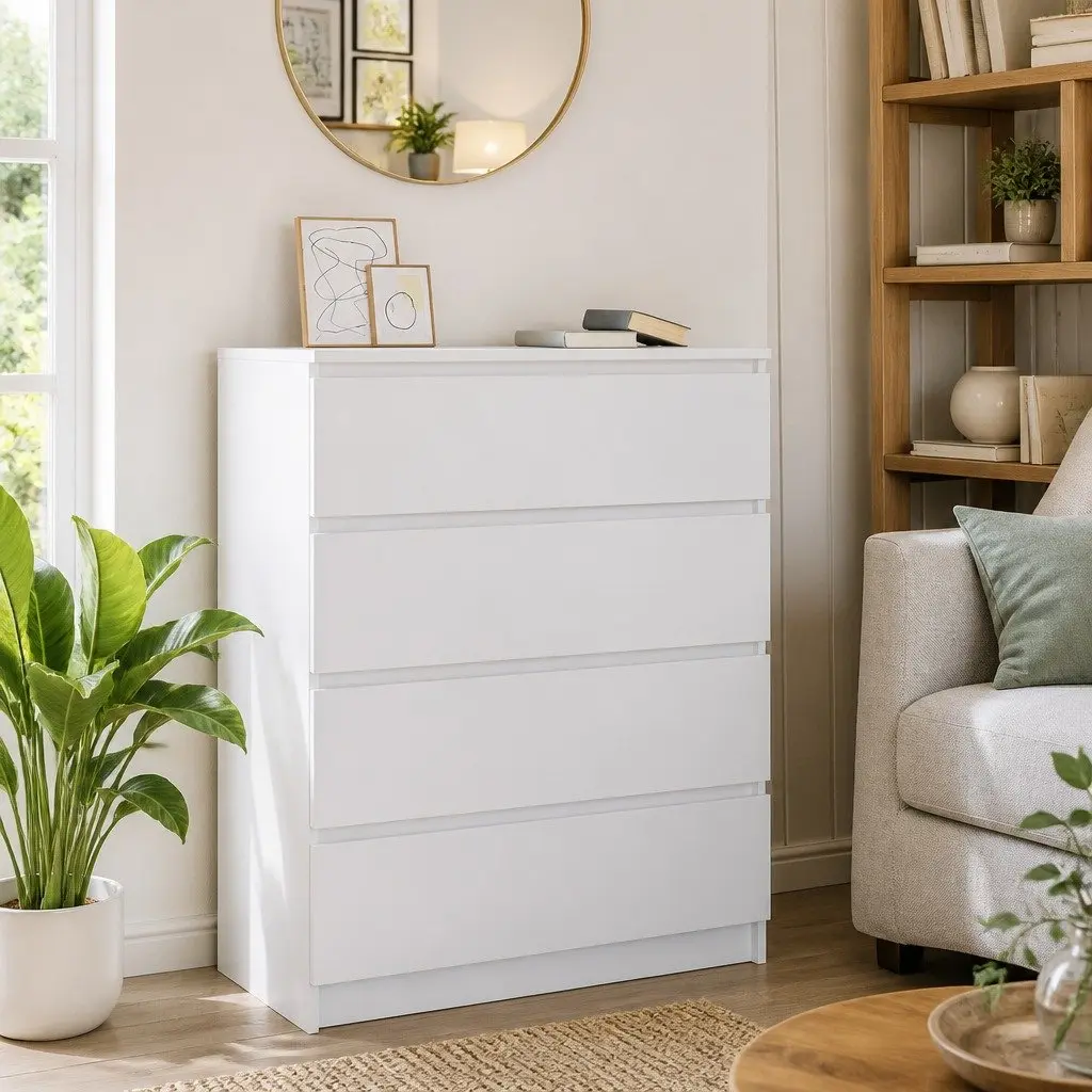 Sideboard White 80x35x99 cm Storage Cabinet Buffet Engineered Wood Furniture