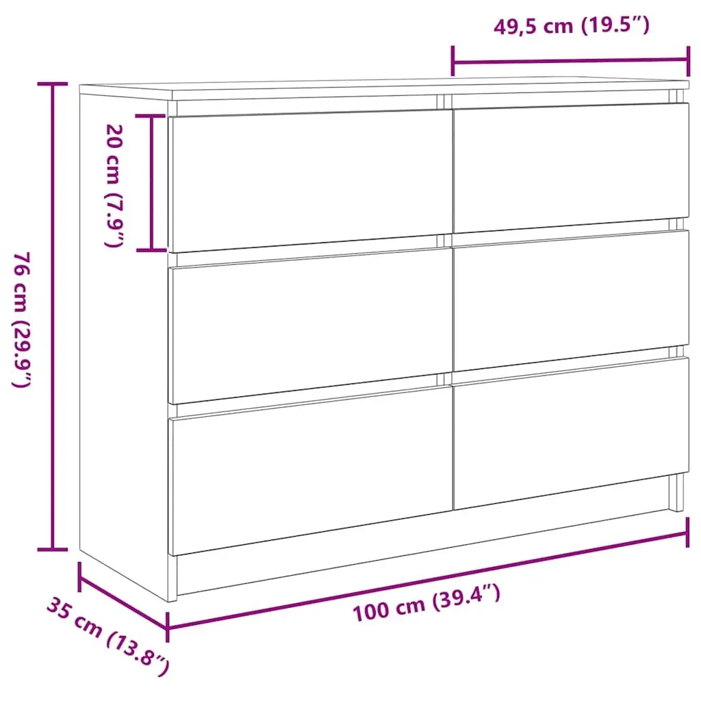 Black Sideboard Storage Cabinet 100x35x76cm